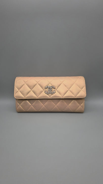 CHANEL Metallic Quilted Leather Large Flap Wallet