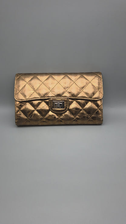 CHANEL 2.55 Reissue Bronze Quilted Leather Flap Wallet