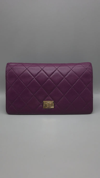 CHANEL Purple Quilted Leather Wallet
