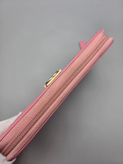 CHANEL Quilted Boy Zip Around Long Wallet