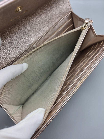 CHANEL Metallic Perforated Leather Clutch Wallet