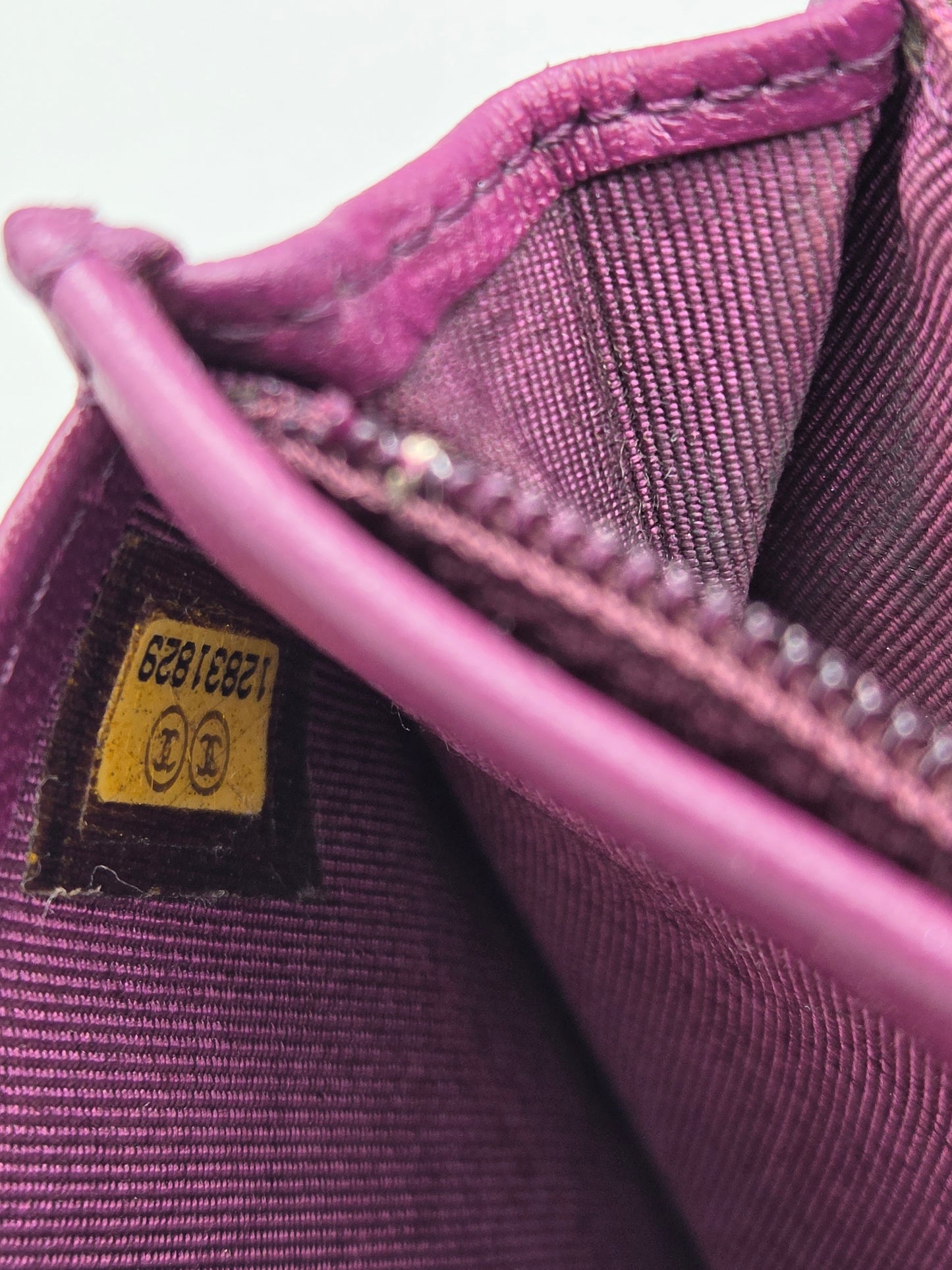 CHANEL Purple Quilted Leather Wallet