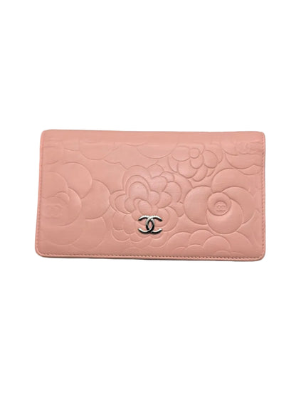 CHANEL Camellia CC Embossed Leather Wallet