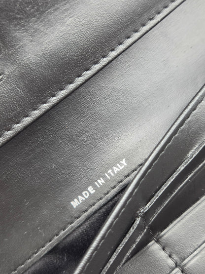 CHANEL Black Camellia Patent Leather Large Clutch Wallet