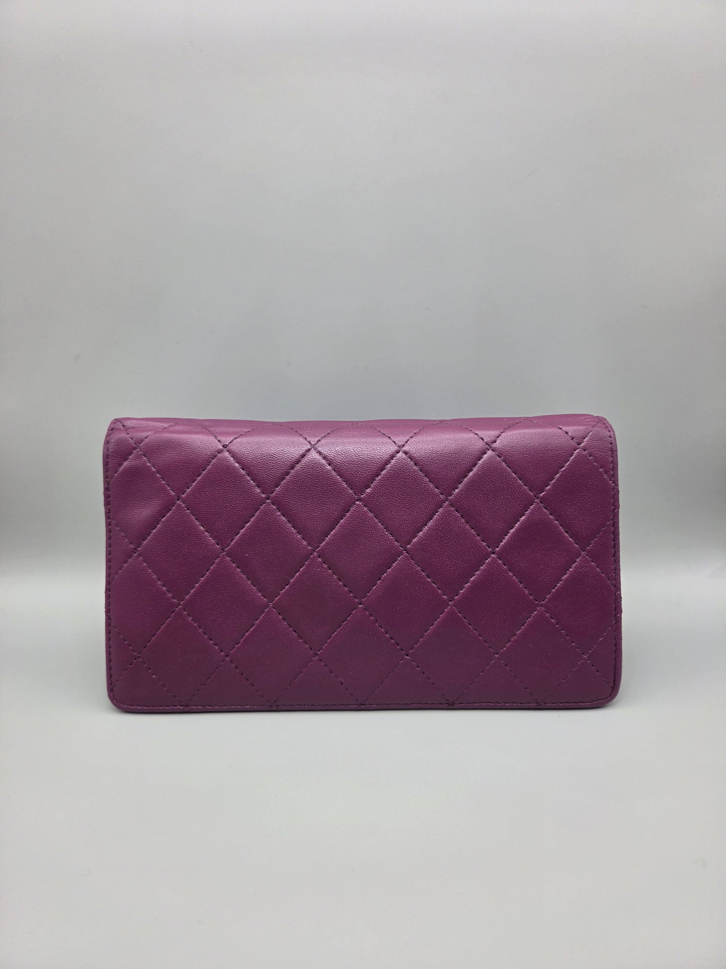 CHANEL Purple Quilted Leather Wallet