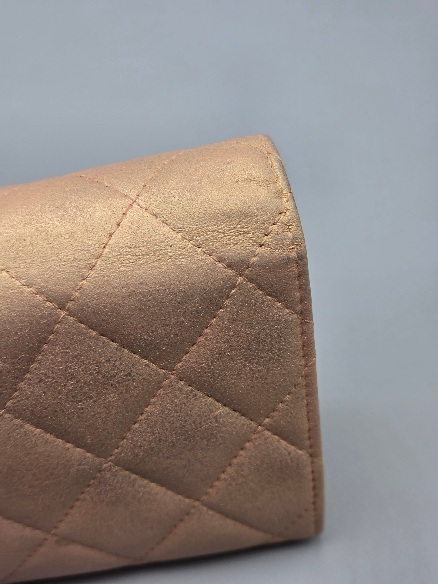 CHANEL Metallic Quilted Leather Large Flap Wallet