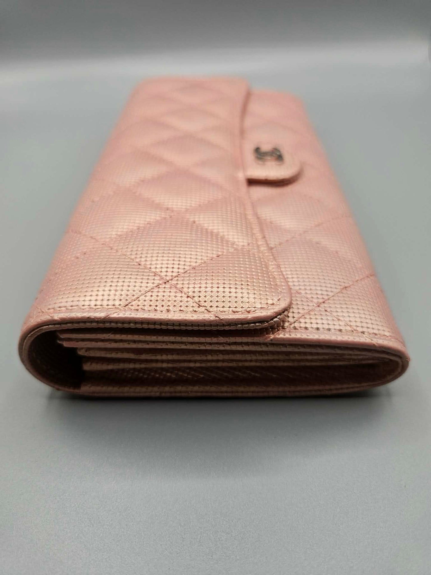 CHANEL Metallic Calfskin Quilted Pixel Effect Large Flap Wallet