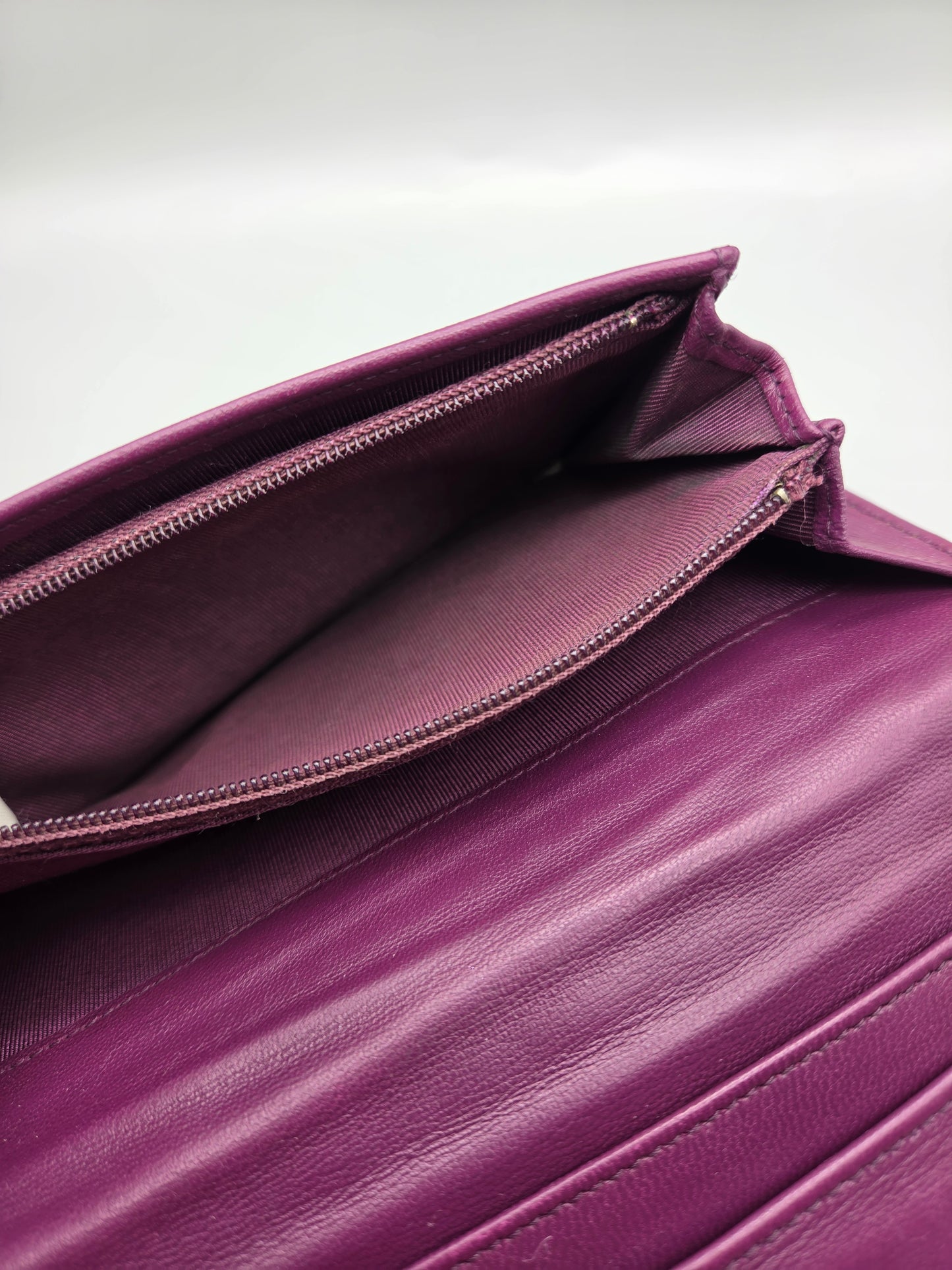 CHANEL Purple Quilted Leather Wallet