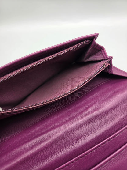 CHANEL Purple Quilted Leather Wallet