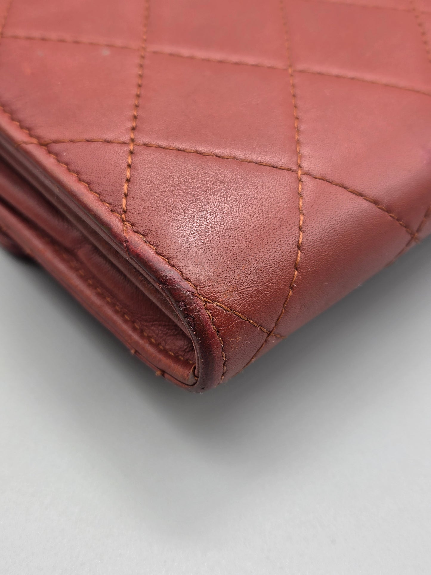 CHANEL Quilted Large Flap Wallet in Maroon Red