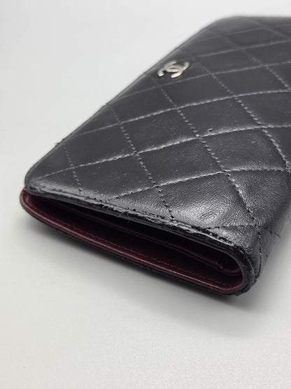 CHANEL Lambskin Quilted Yen Wallet in Black