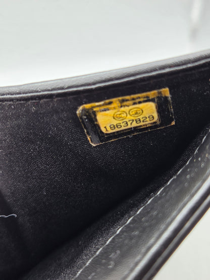 CHANEL Black Camellia Patent Leather Large Clutch Wallet