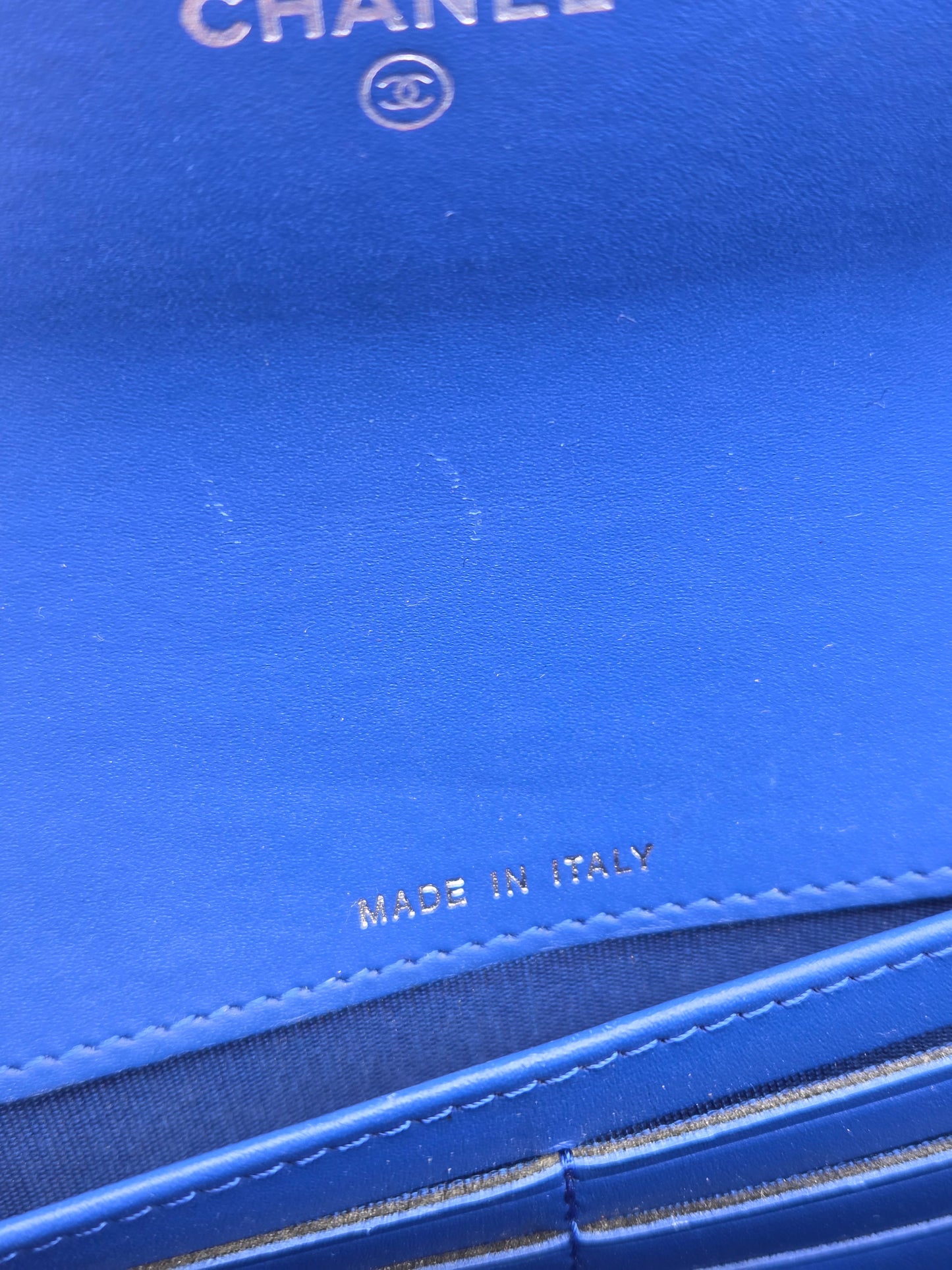 Patent Leather Boy Large Gusset Flap Wallet in Navy Blue