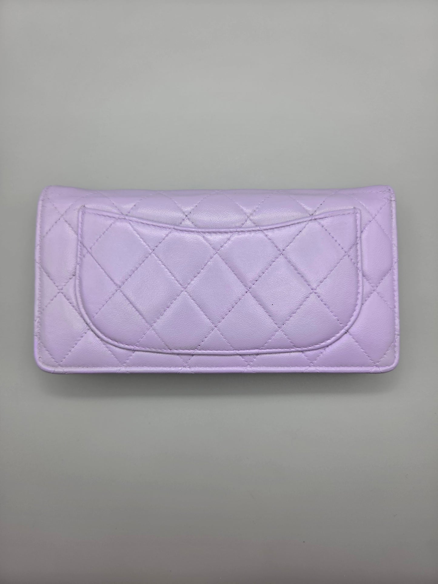 CHANEL Lavender Lambskin Quilted Yen Wallet