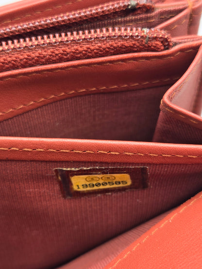 CHANEL Quilted Large Flap Wallet in Maroon Red