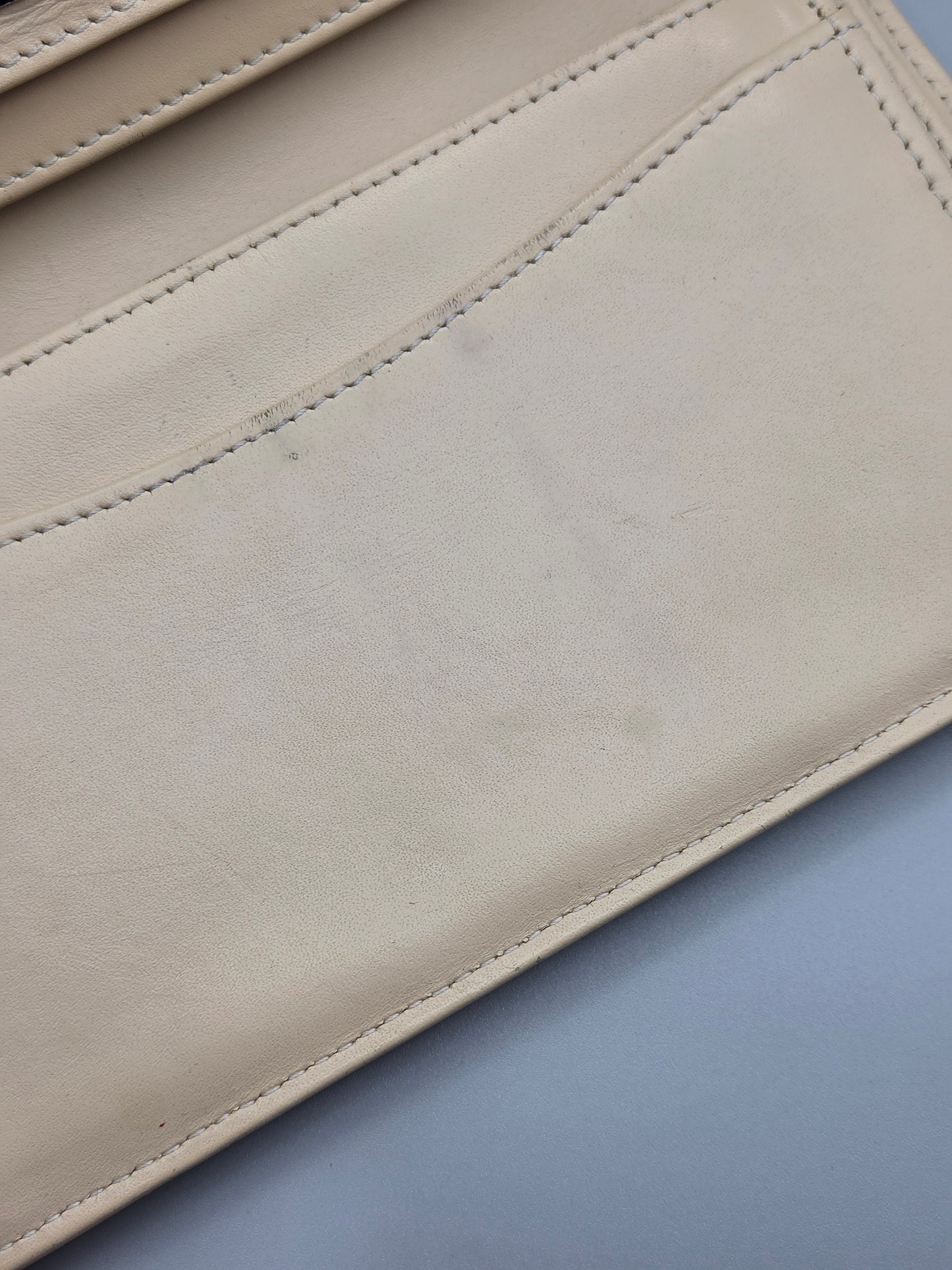 CHANEL Beige Quilted Leather Yen Wallet in Tan