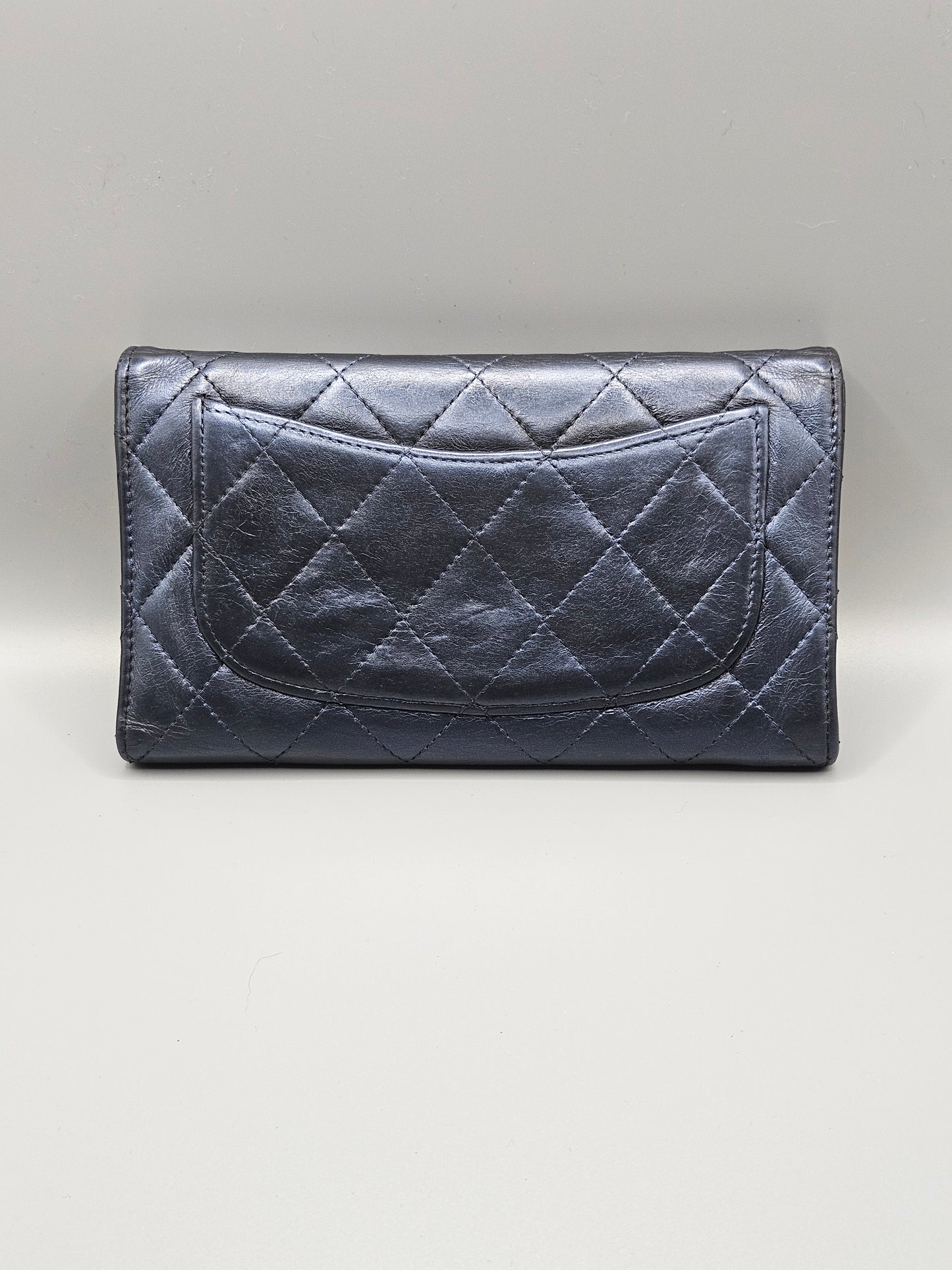 CHANEL 2.55 Reissue Metallic Blue Quilted Leather Flap Wallet