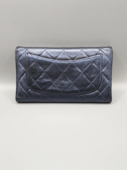 CHANEL 2.55 Reissue Metallic Blue Quilted Leather Flap Wallet