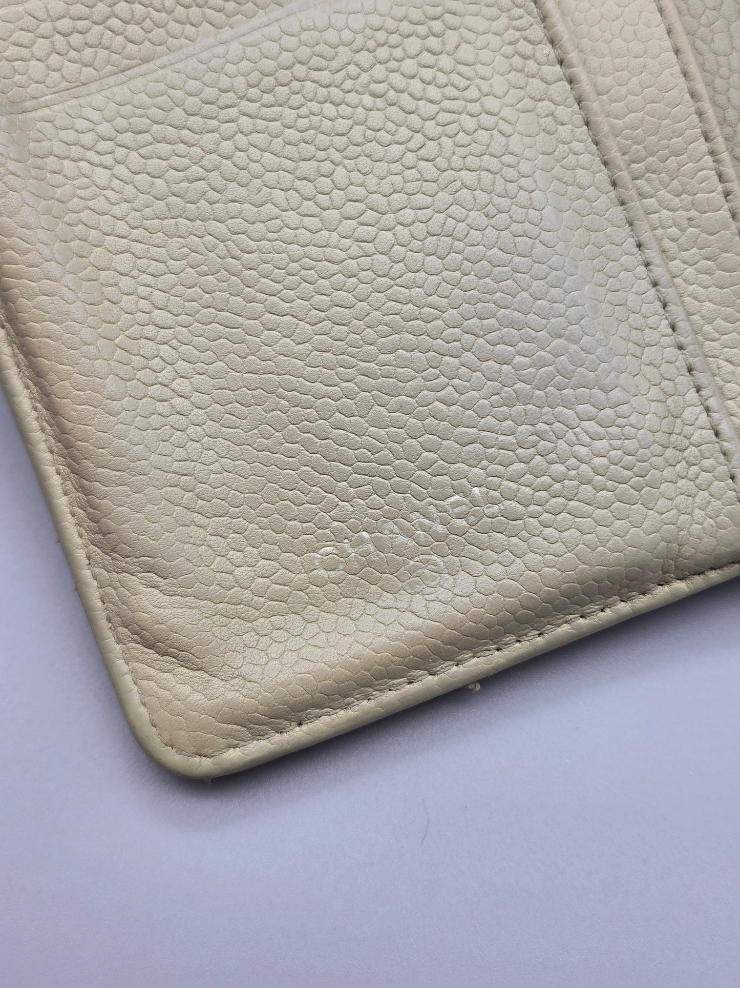 CHANEL Khaki Quilted Leather Yen Wallet