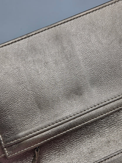 CHANEL Metallic Lambskin Quilted Boy Yen Wallet