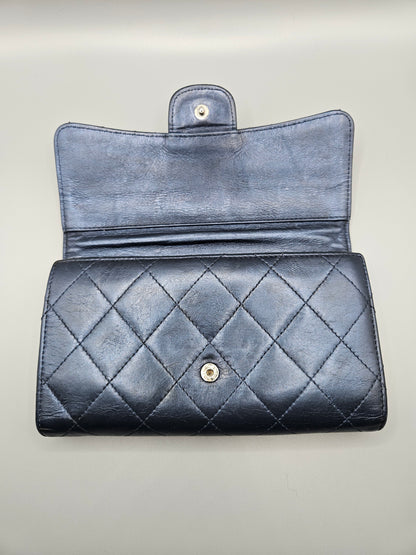 CHANEL 2.55 Reissue Metallic Blue Quilted Leather Flap Wallet