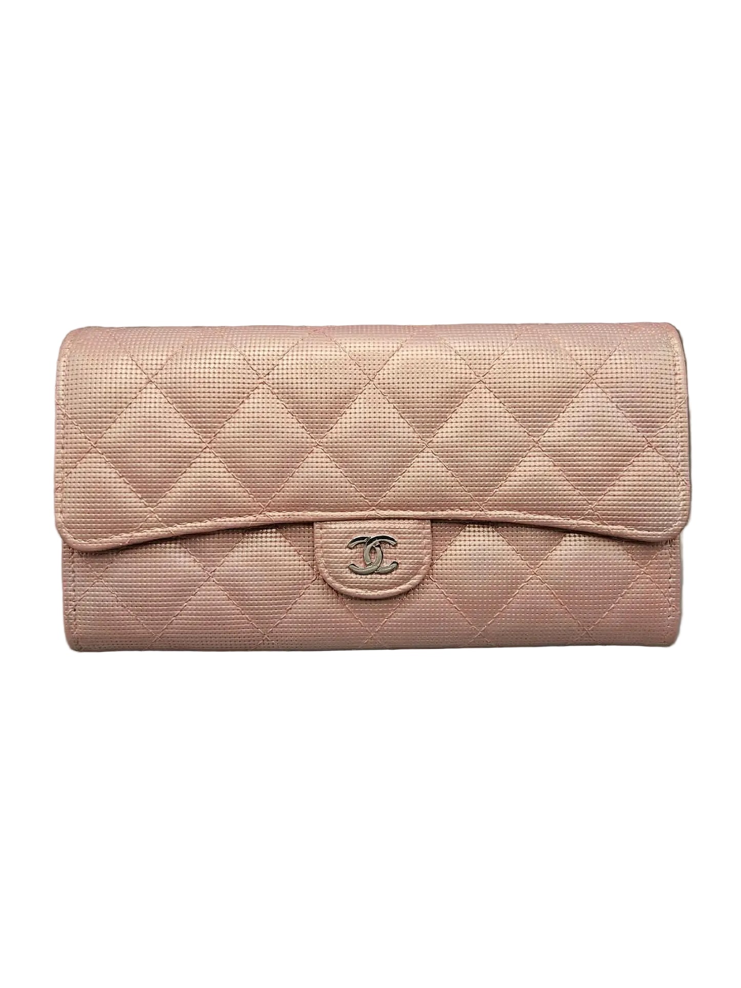 CHANEL Metallic Calfskin Quilted Pixel Effect Large Flap Wallet