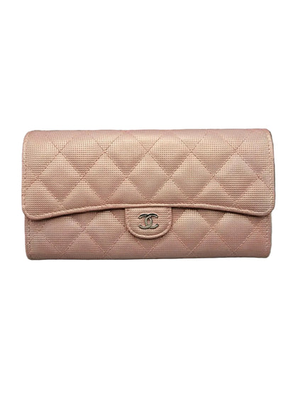 CHANEL Metallic Calfskin Quilted Pixel Effect Large Flap Wallet