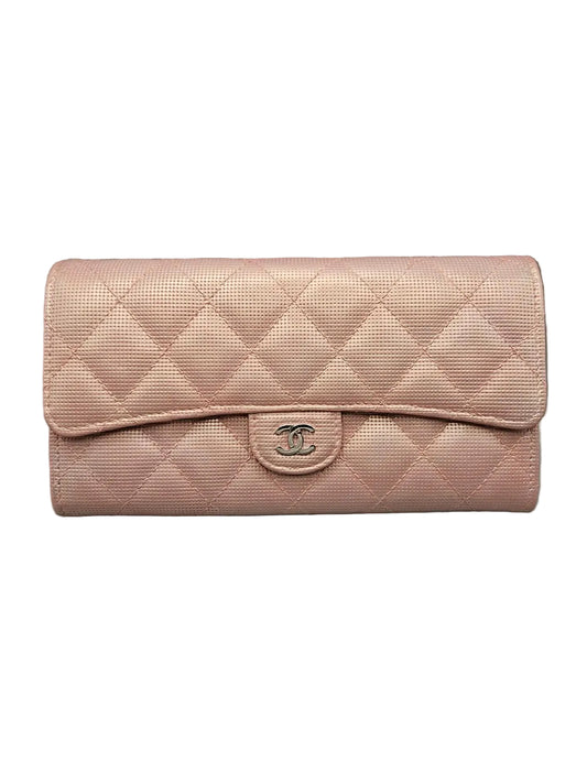 CHANEL Metallic Calfskin Quilted Pixel Effect Large Flap Wallet