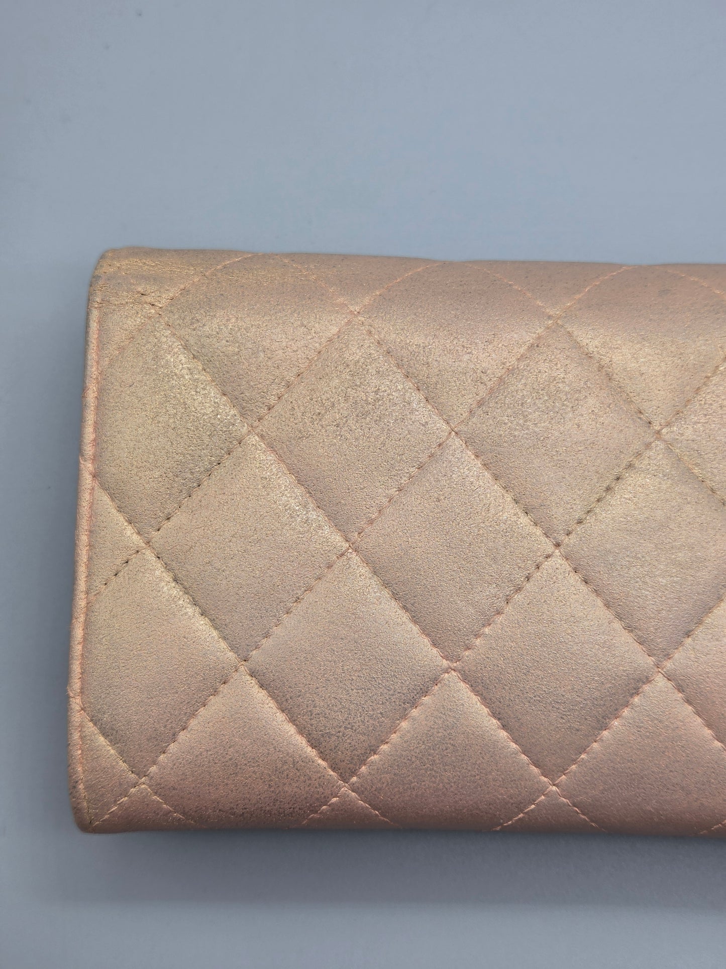 CHANEL Metallic Quilted Leather Large Flap Wallet