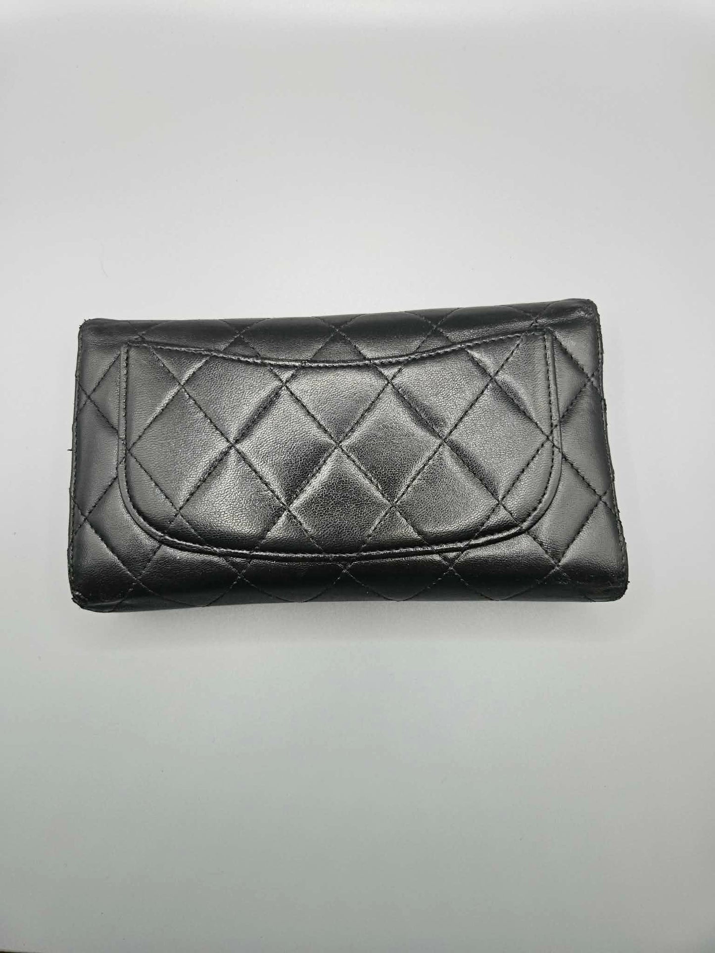 CHANEL Lambskin Quilted Large Flap Wallet in Black