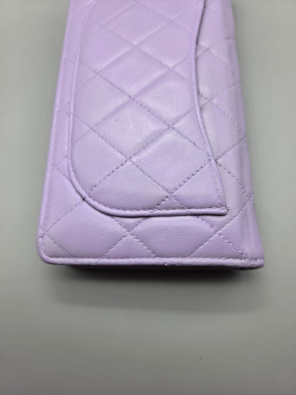 CHANEL Lavender Lambskin Quilted Yen Wallet
