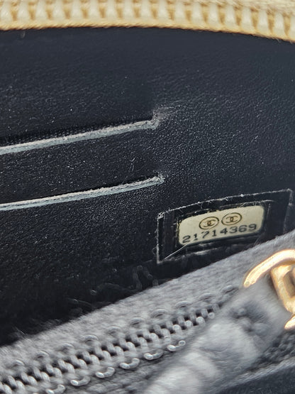 CHANEL Two-Tone Leather Compact Boy Zip Wallet