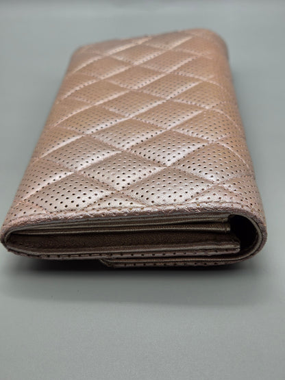 CHANEL Metallic Perforated Leather Clutch Wallet