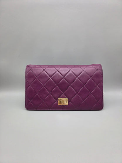 CHANEL Purple Quilted Leather Wallet