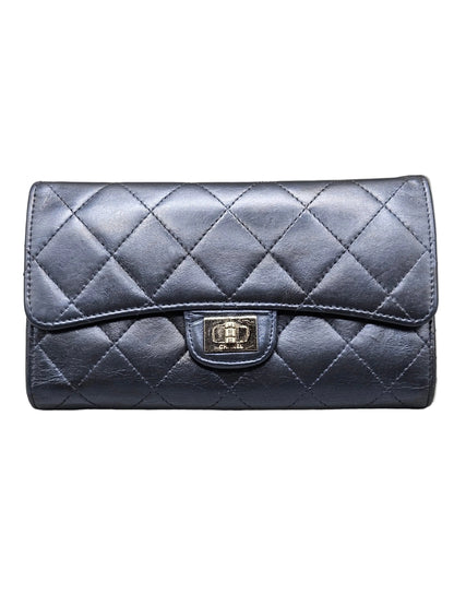 CHANEL 2.55 Reissue Metallic Blue Quilted Leather Flap Wallet