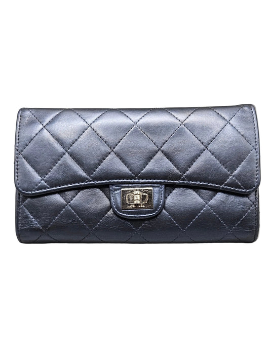 CHANEL 2.55 Reissue Metallic Blue Quilted Leather Flap Wallet