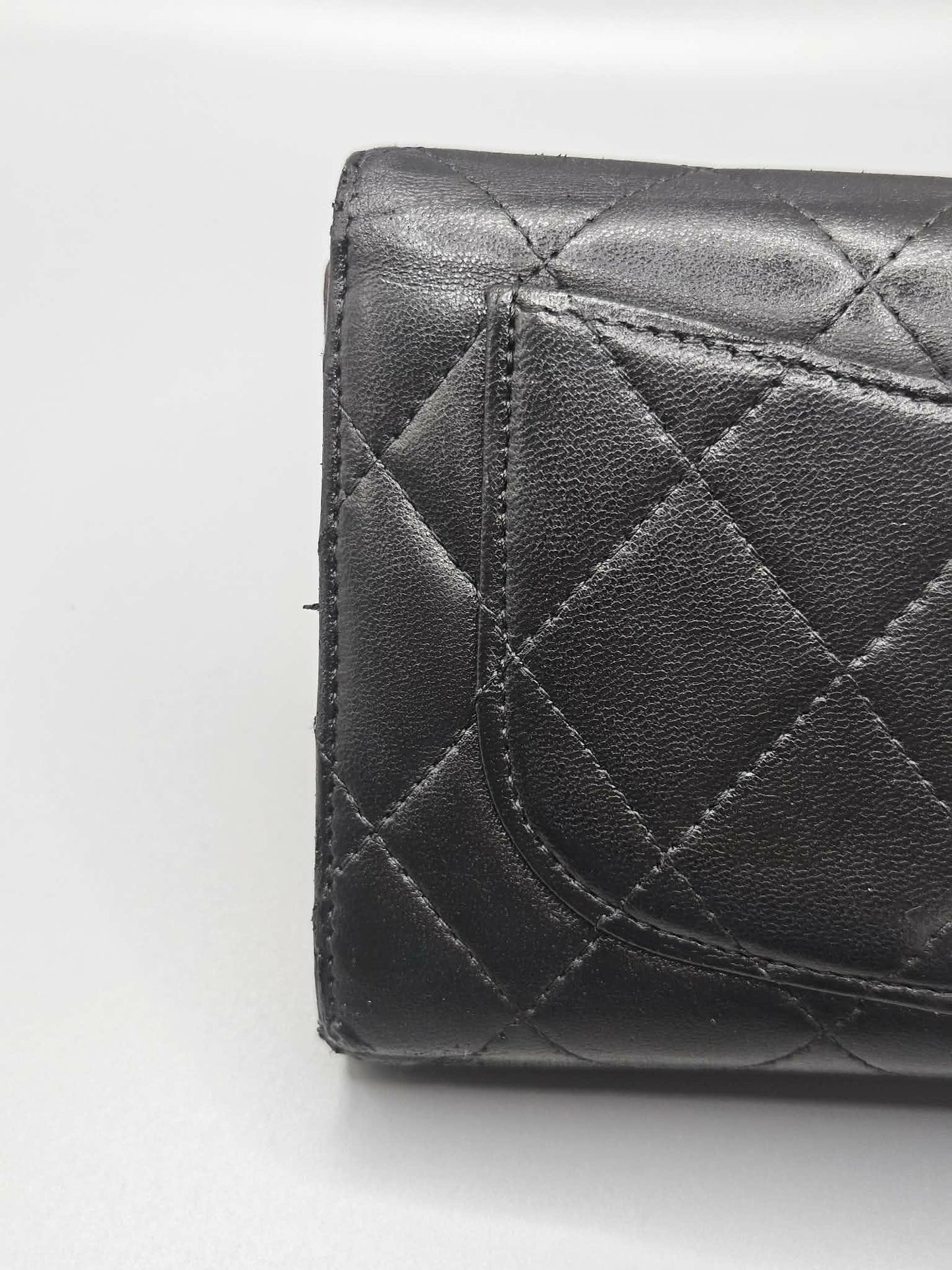 CHANEL Lambskin Quilted Large Flap Wallet in Black