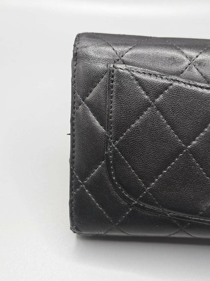CHANEL Lambskin Quilted Large Flap Wallet in Black