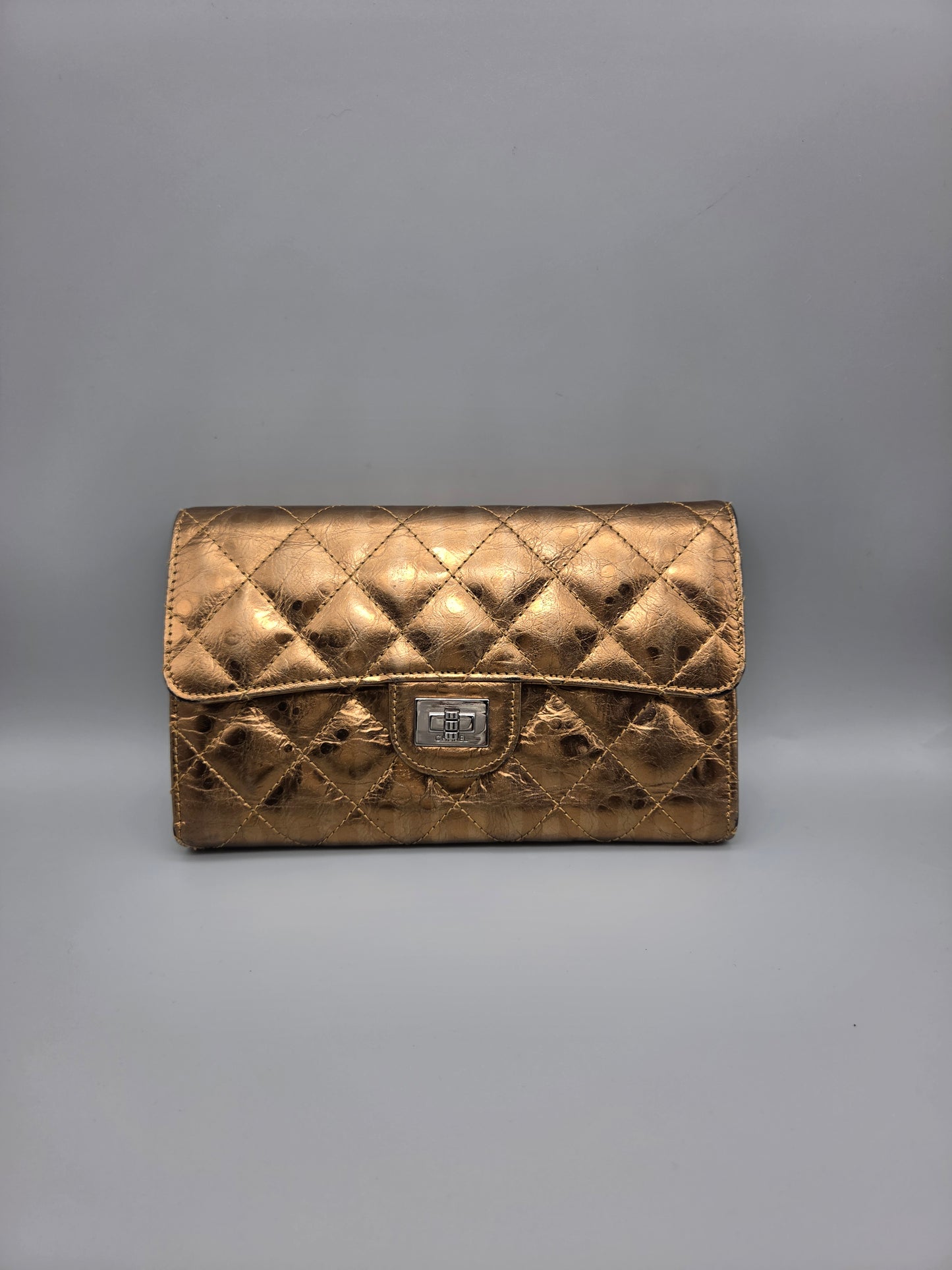 CHANEL 2.55 Reissue Bronze Quilted Leather Flap Wallet