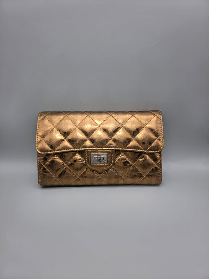 CHANEL 2.55 Reissue Bronze Quilted Leather Flap Wallet