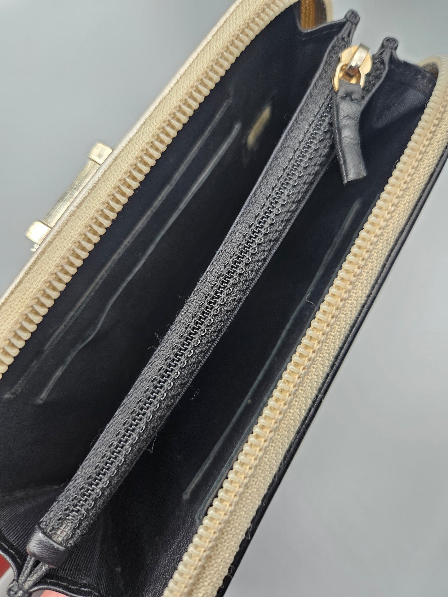 CHANEL Two-Tone Leather Compact Boy Zip Wallet