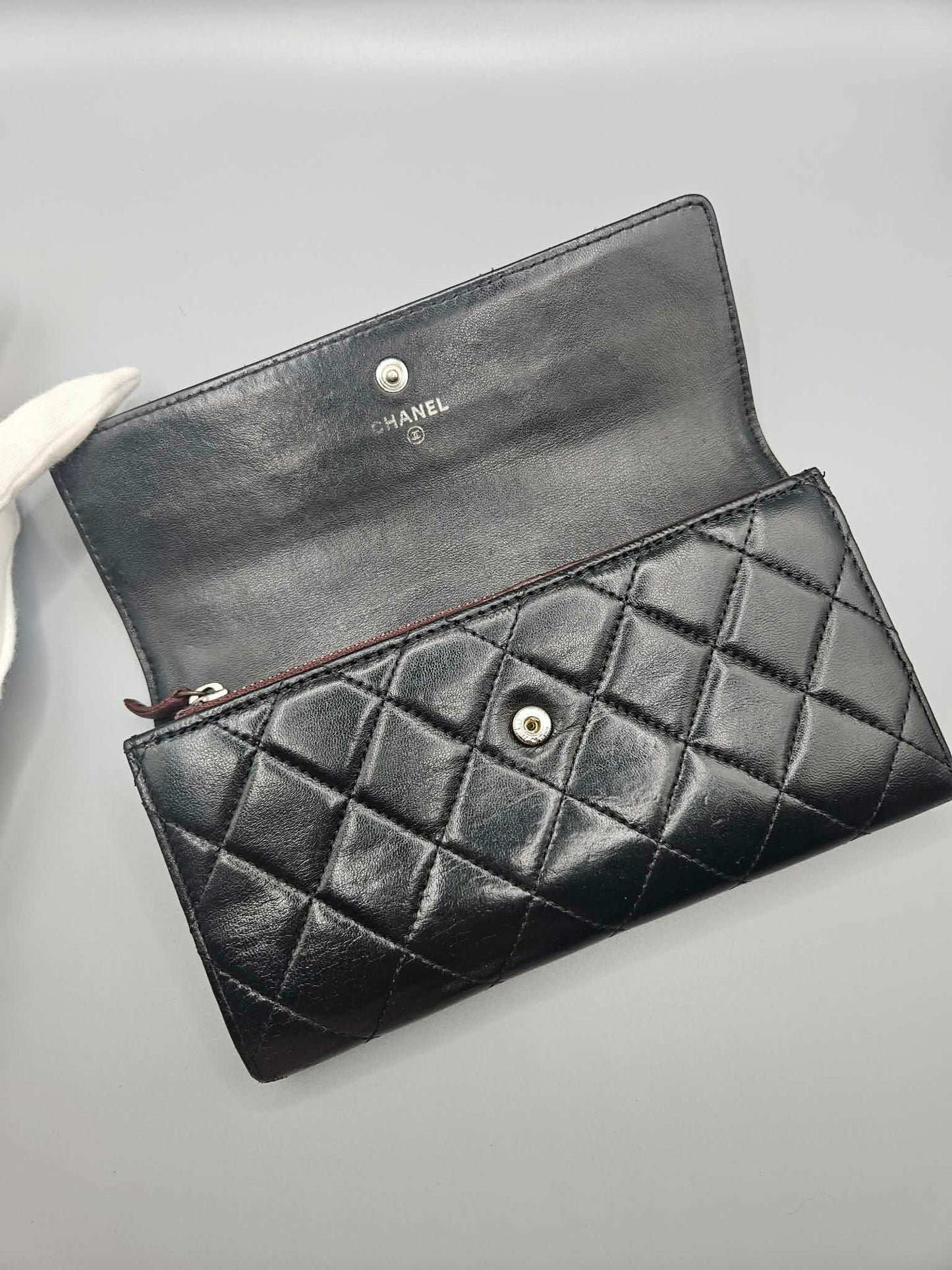 CHANEL Quilted Leather Clutch Wallet