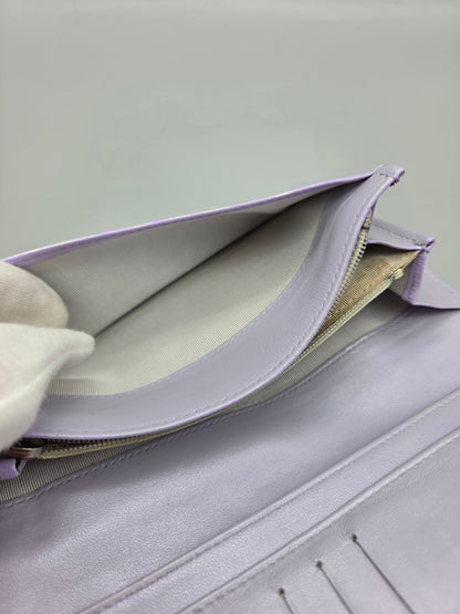 CHANEL Lavender Lambskin Quilted Yen Wallet