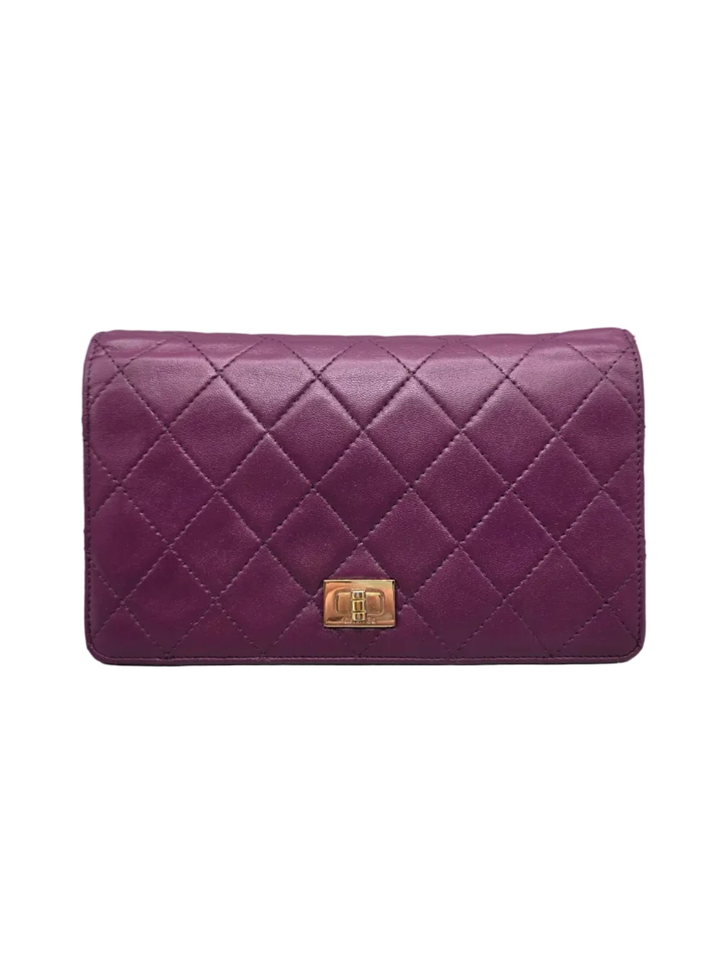 CHANEL Purple Quilted Leather Wallet