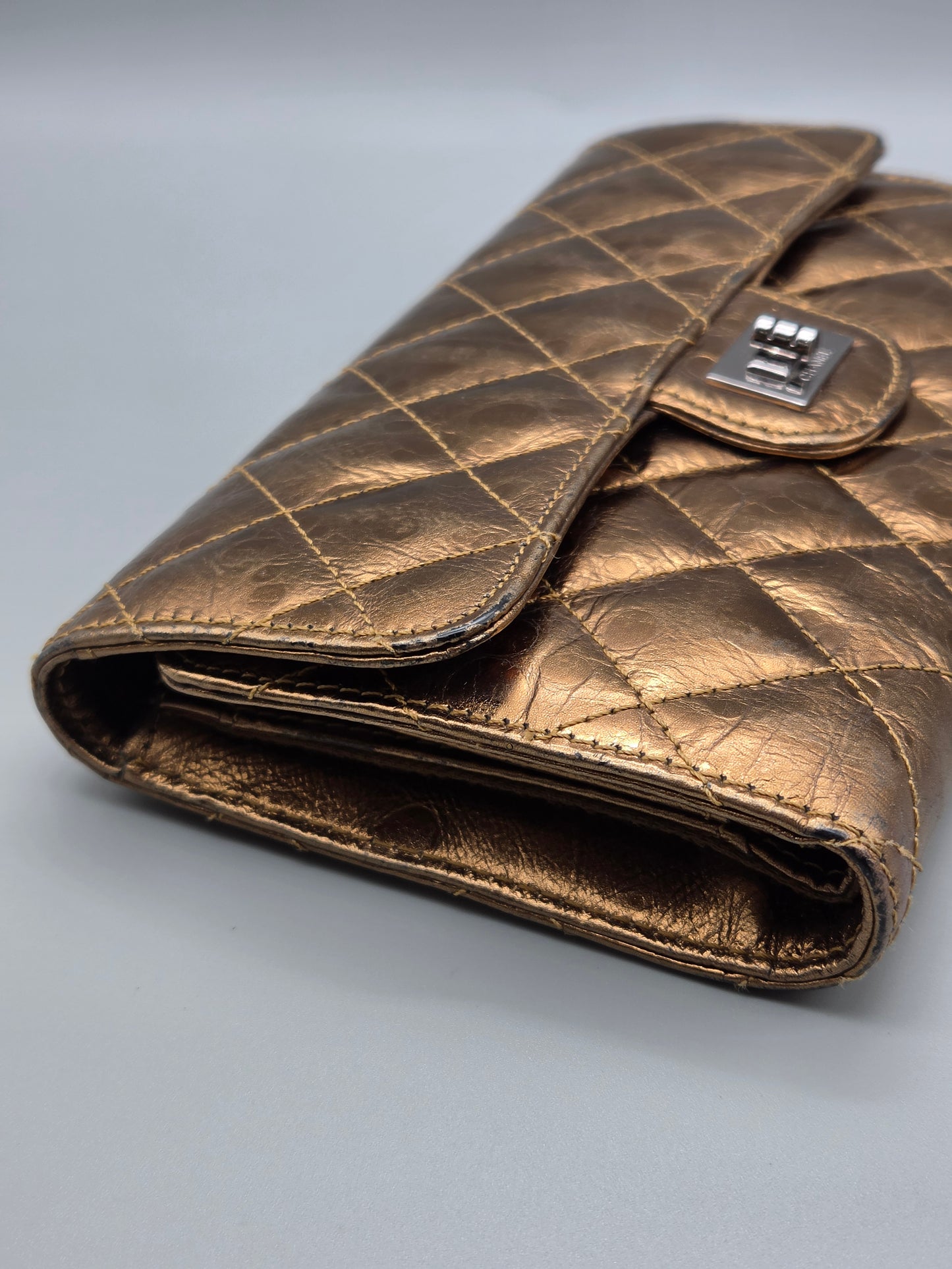 CHANEL 2.55 Reissue Bronze Quilted Leather Flap Wallet