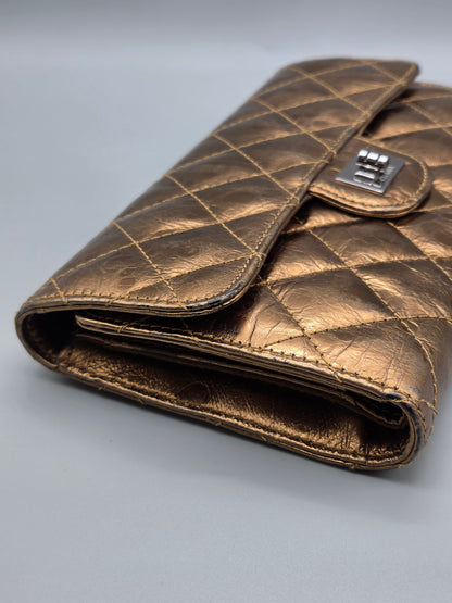 CHANEL 2.55 Reissue Bronze Quilted Leather Flap Wallet