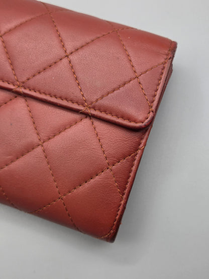 CHANEL Quilted Large Flap Wallet in Maroon Red