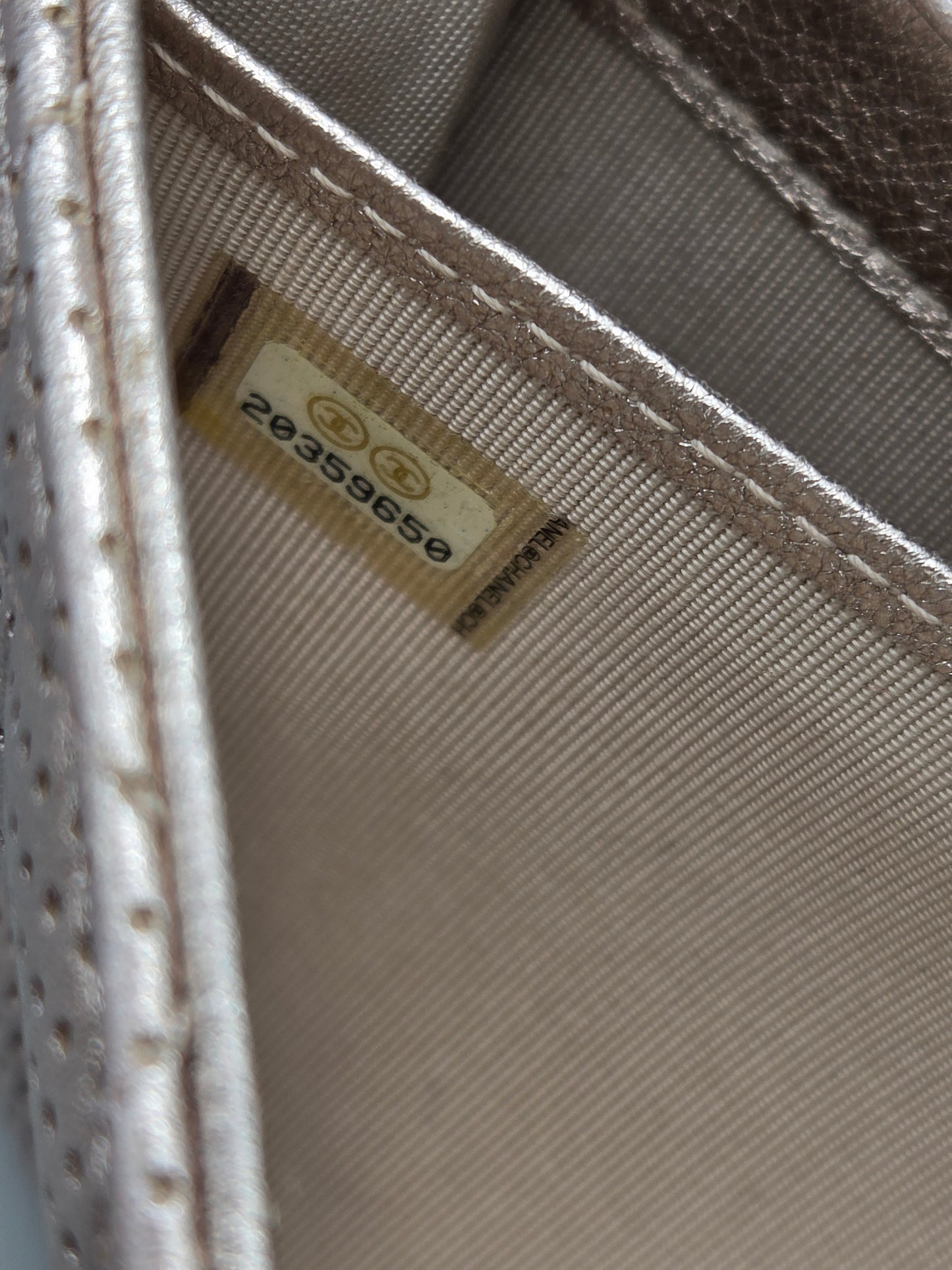 CHANEL Metallic Perforated Leather Clutch Wallet