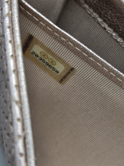 CHANEL Metallic Perforated Leather Clutch Wallet