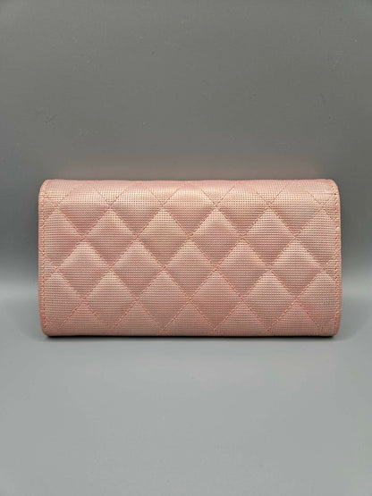 CHANEL Metallic Calfskin Quilted Pixel Effect Large Flap Wallet